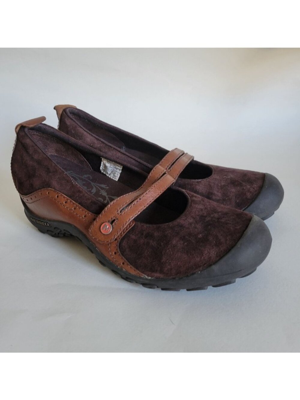 Merrell Plaza Bandeau Mary Jane Shoes size 9 Brown Suede and Leather Gorpcore